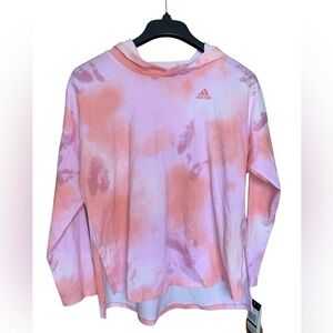 Adidas Girls XL Long Sleeve Hooded Shirt Peach Pink New with Tags